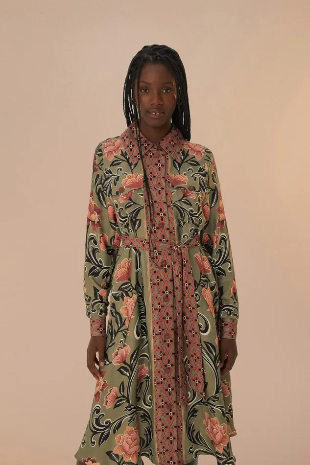Women Arabesque Floral Green Midi Dress Arabesque Floral Green FARM Rio Midi Dresses
