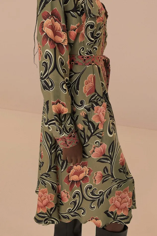 Women Arabesque Floral Green Midi Dress Arabesque Floral Green FARM Rio Midi Dresses