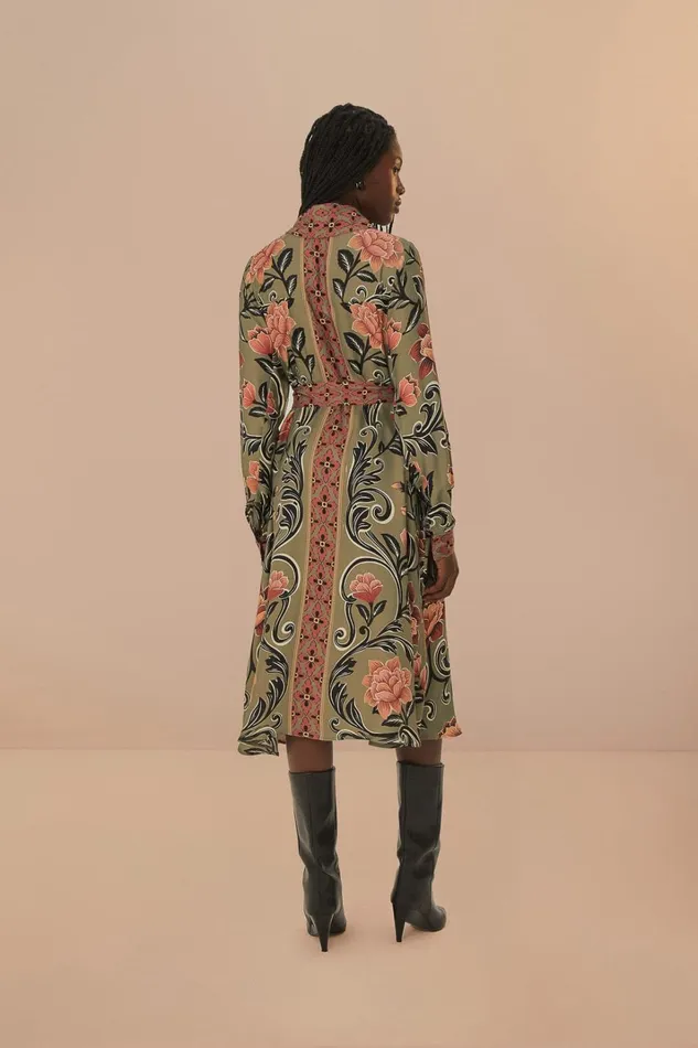 Women Arabesque Floral Green Midi Dress Arabesque Floral Green FARM Rio Midi Dresses