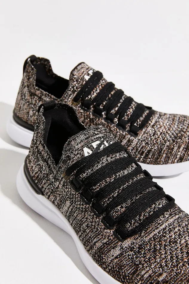 Women Athletic Shoes Free People APL Techloom Breeze Metallic Sneakers Black Gold Silver