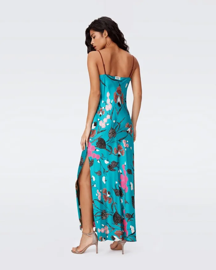 Women Balbino Reversible Dress Festival Floral Teal And Olive DVF Dresses