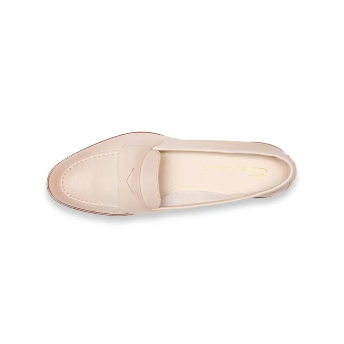 Women Beige Leather Penny Loafer Santoni Loafers