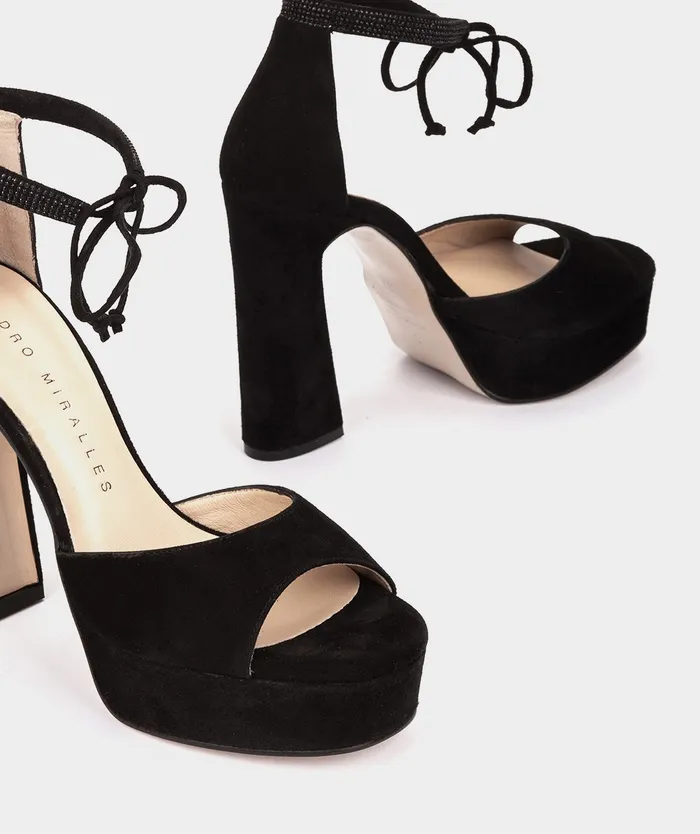 Women Benisa Black 8211 Heeled Sandals Pedro Miralles