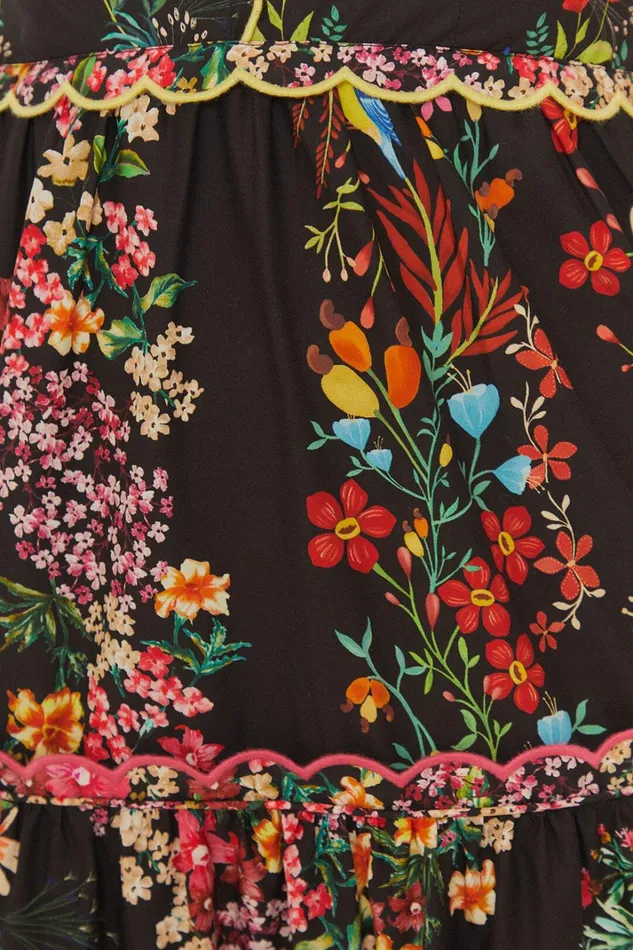 Women Black Delicate Forest Scarves Organic Cotton Maxi Dress Delicate Forest Scarves Black FARM Rio Maxi Dresses