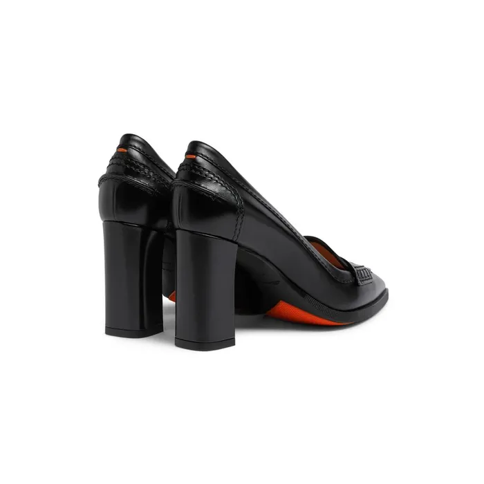 Women Black Leather HighHeel Pump Santoni Pumps and Heels