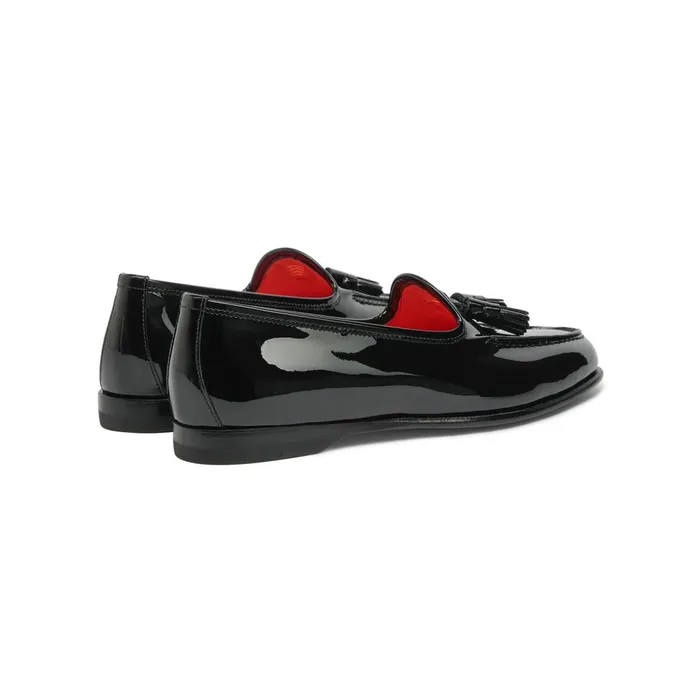 Women Black Patent Leather Andrea Tassel Loafer Santoni Loafers