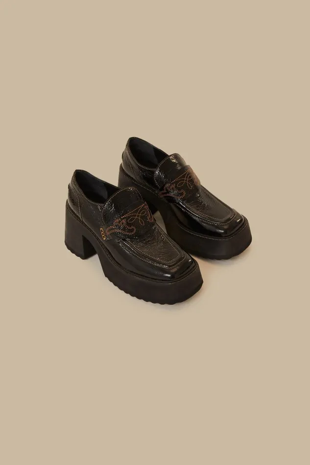 Women Black Platform Loafer Black FARM Rio Loafers and Mules Women Black Platform Loafer Black FARM Rio Loafers and Mules
