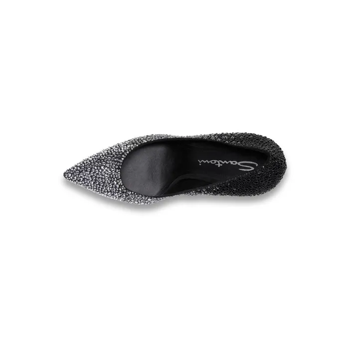 Women Black Suede And Strass HighHeel Sibille Pump Santoni Pumps and Heels