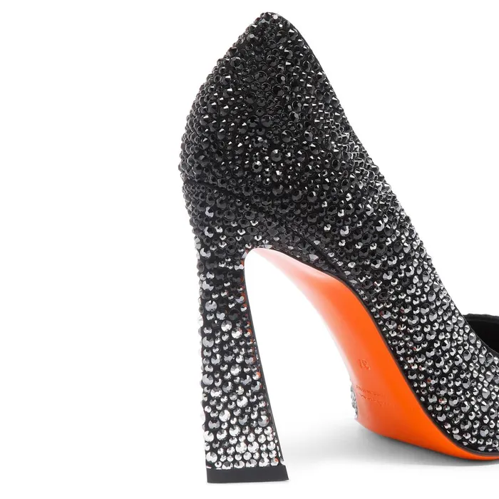 Women Black Suede And Strass HighHeel Sibille Pump Santoni Pumps and Heels