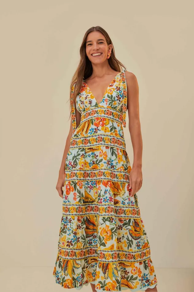 Women Blue Spring Bananas Midi Dress Spring Bananas Blue FARM Rio Midi Dresses