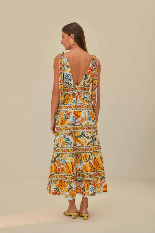 Women Blue Spring Bananas Midi Dress Spring Bananas Blue FARM Rio Midi Dresses