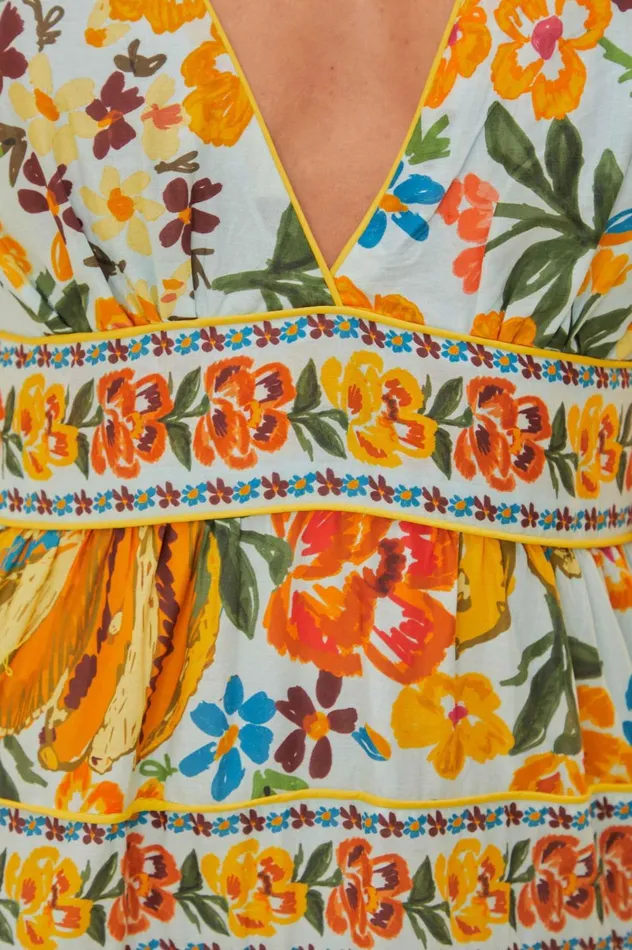 Women Blue Spring Bananas Midi Dress Spring Bananas Blue FARM Rio Midi Dresses