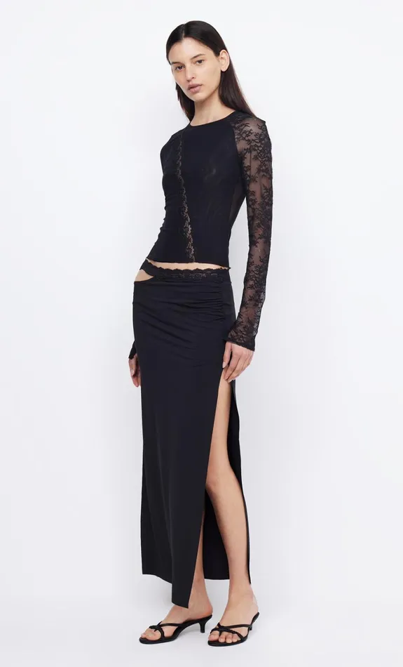 Women Bottoms Bec Bridge RIA SPLIT MIDI SKIRT Black