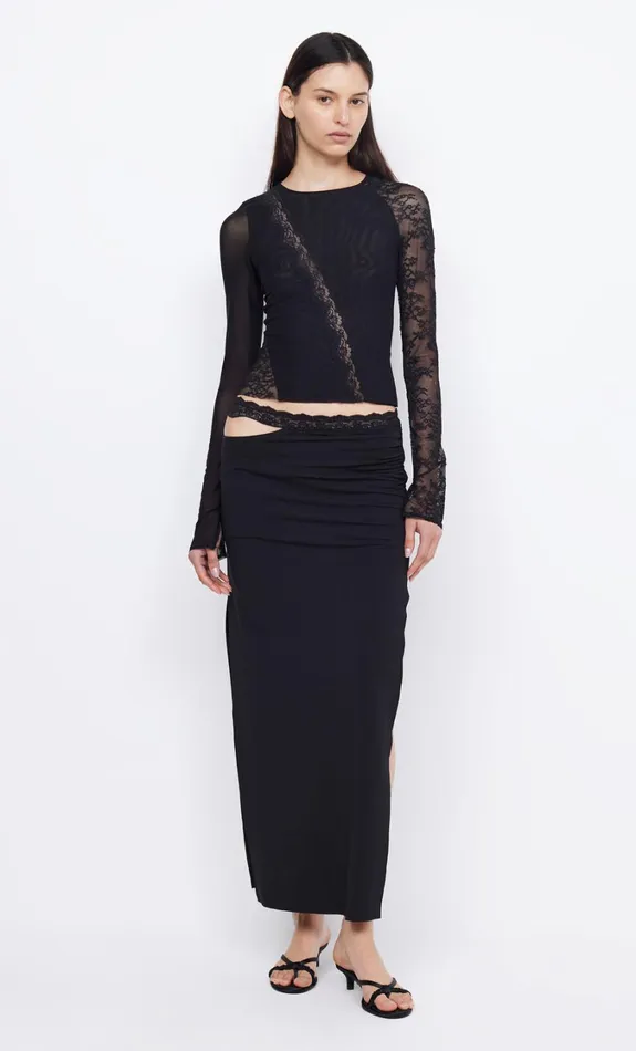 Women Bottoms Bec Bridge RIA SPLIT MIDI SKIRT Black