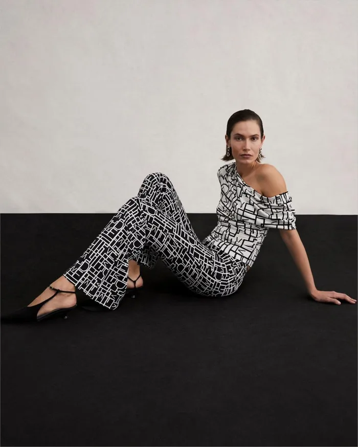 Women Brooklyn Pants Logo Love Black DVF Pants and Shorts