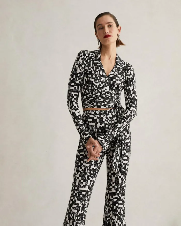 Women Brooklyn Pants Tiny Dvf 50th Crossword Black DVF Pants and Shorts