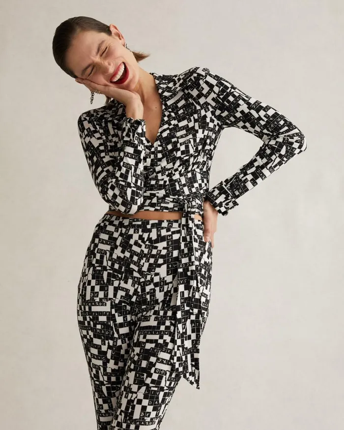 Women Brooklyn Pants Tiny Dvf 50th Crossword Black DVF Pants and Shorts