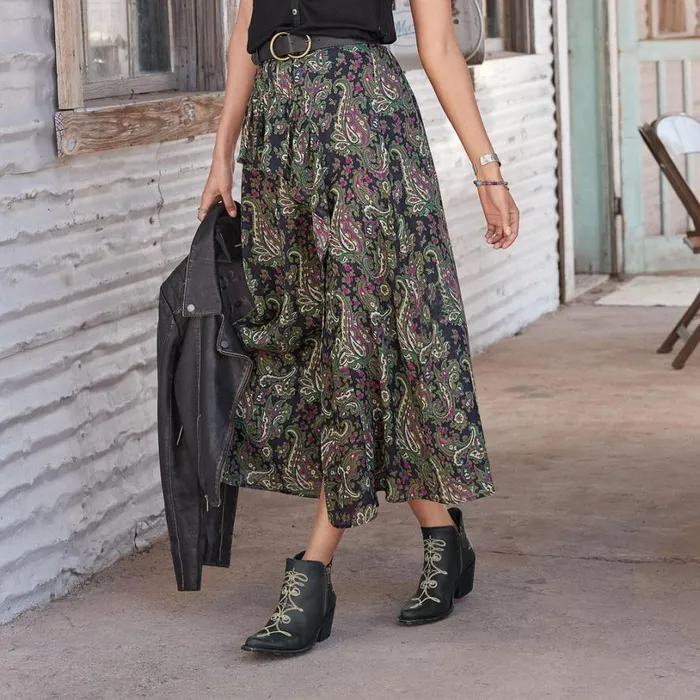 Women Caldera Ruffle Skirt Black Multi Sundance Catalog Skirts