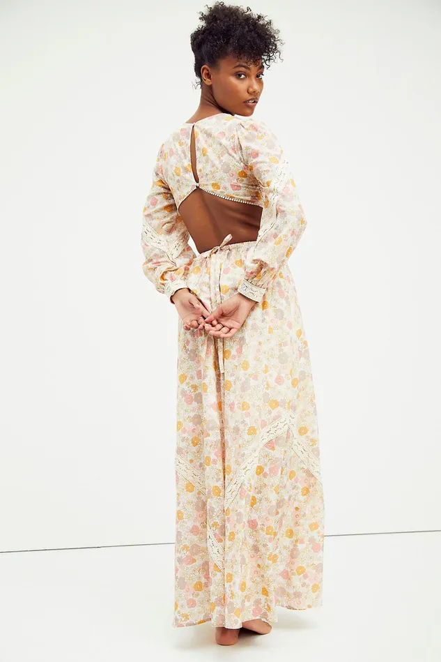 Women Casual Dresses Free People Pia Cut Out Maxi Dress Poly Chiffon