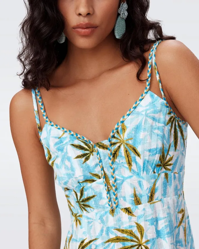 Women Cate Cotton Dress Huge Cannabis Blue DVF Dresses
