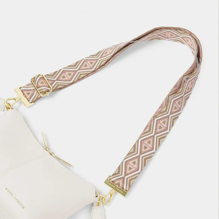 Women ClipOn Accessories Katie Loxton Canvas Bag Strap In Peony Blush 8211 Crossbody Bag Strap