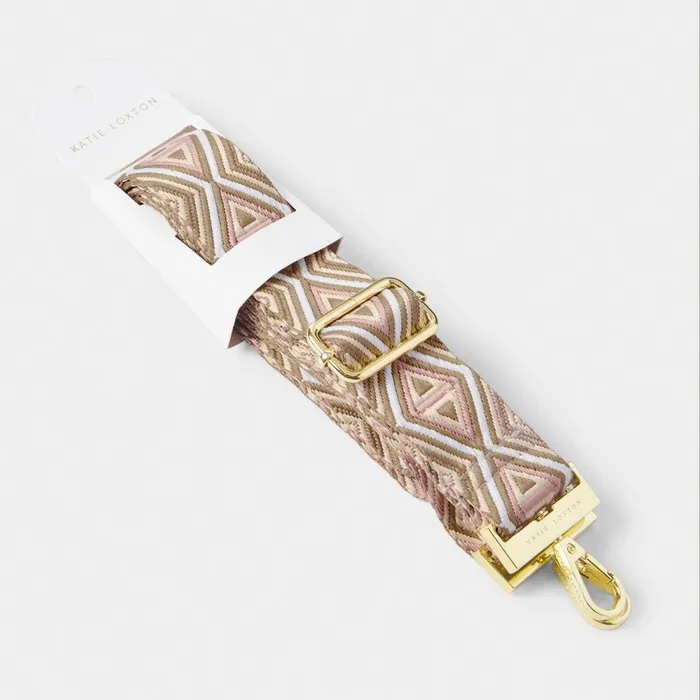 Women ClipOn Accessories Katie Loxton Canvas Bag Strap In Peony Blush 8211 Crossbody Bag Strap