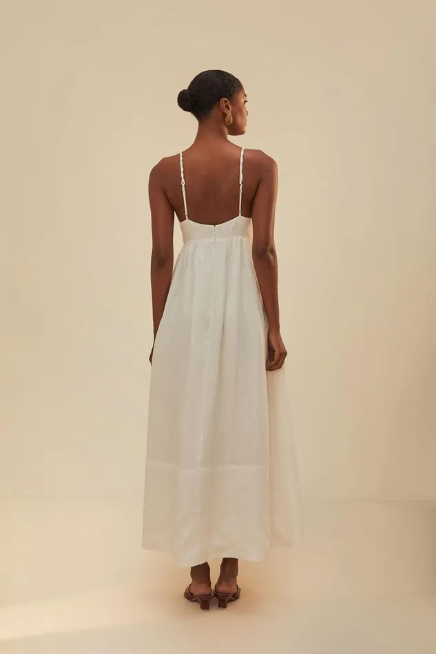 Women Coconut Tree Embroidered Maxi Dress White FARM Rio Maxi Dresses