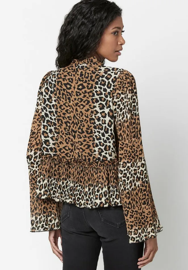 Women Collared Jacinda Ruffle Blouse Ombre Leopard Buffalo David Bitton Blouses
