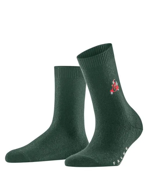 Women Cosy Wool XMas Santa Women Socks Hunter Green FALKE Socks