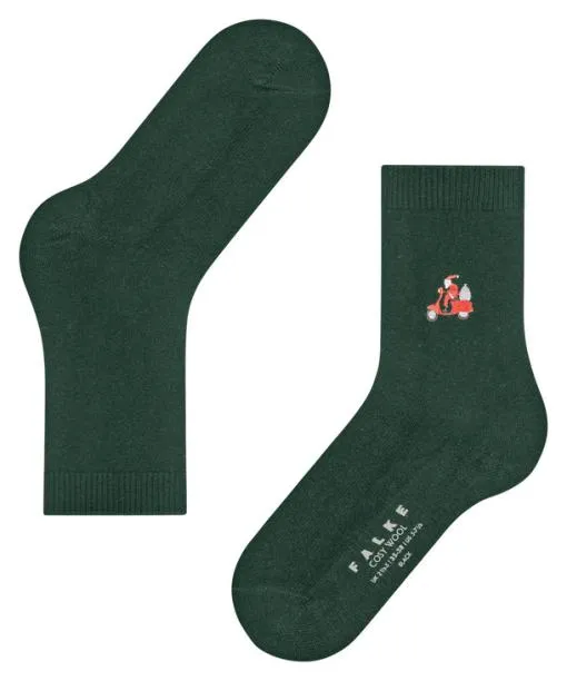 Women Cosy Wool XMas Santa Women Socks Hunter Green FALKE Socks