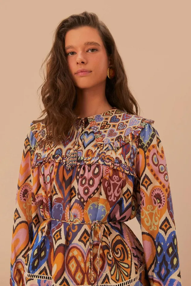 Women Cream Hearts Ikat Blouse Hearts Ikat Cream FARM Rio Blouses
