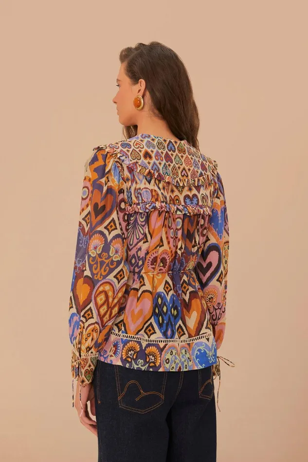 Women Cream Hearts Ikat Blouse Hearts Ikat Cream FARM Rio Blouses