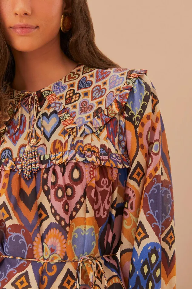 Women Cream Hearts Ikat Blouse Hearts Ikat Cream FARM Rio Blouses