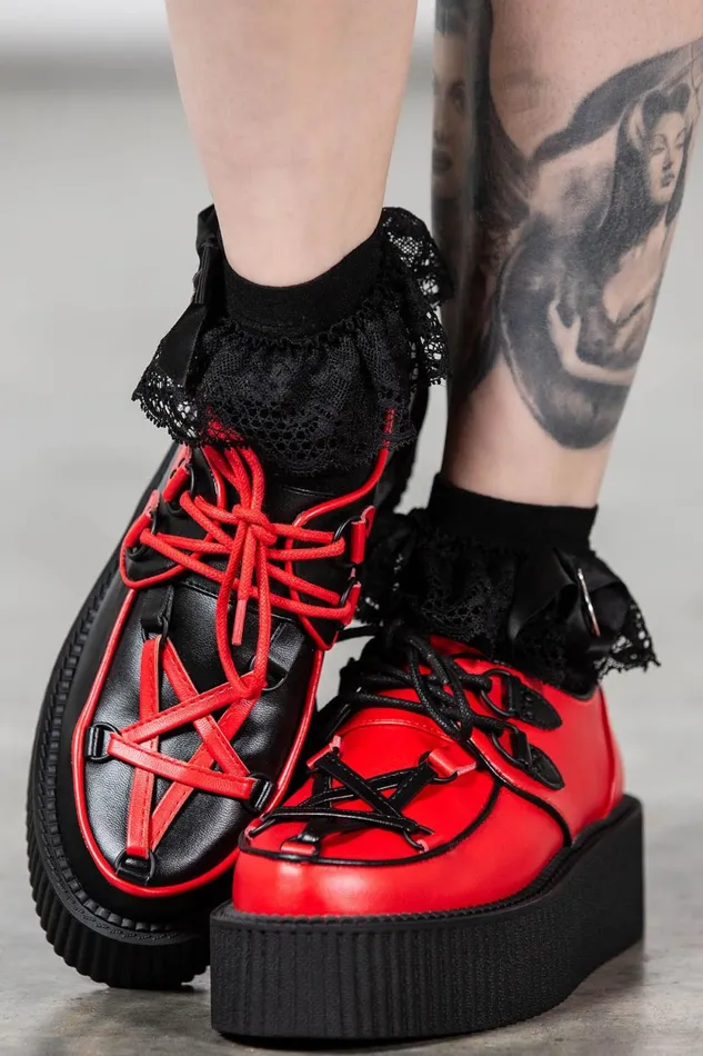 Women Creepers Killstar Hexellent Creepers BLACKRED