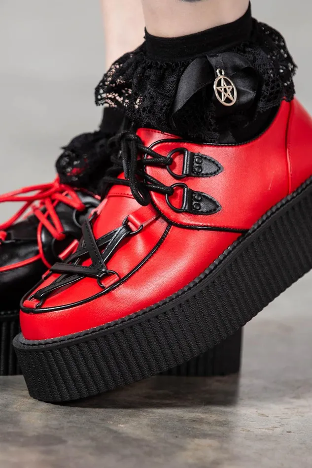 Women Creepers Killstar Hexellent Creepers BLACKRED