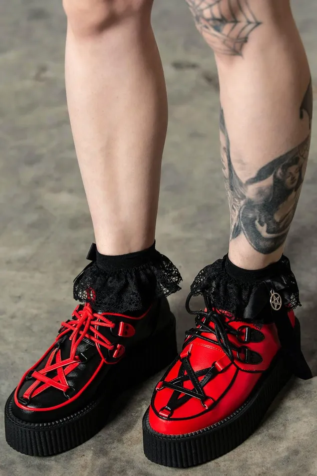 Women Creepers Killstar Hexellent Creepers BLACKRED