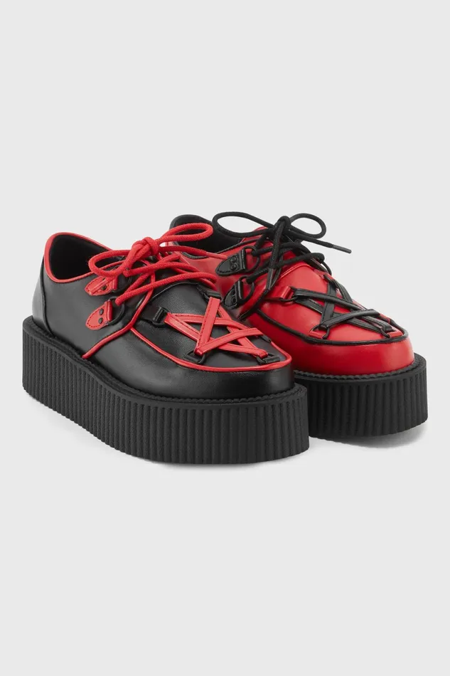 Women Creepers Killstar Hexellent Creepers BLACKRED