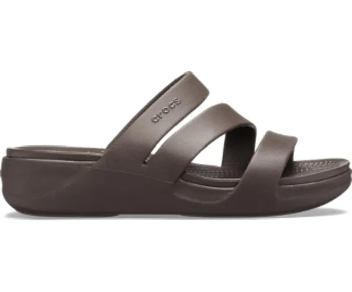 Women Crocs Monterey Strappy Wedge Espresso Crocs Sandals