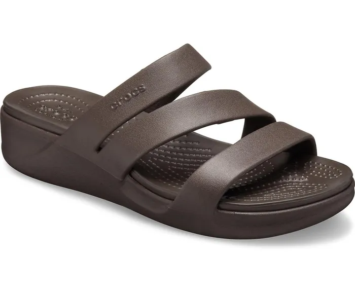 Women Crocs Monterey Strappy Wedge Espresso Crocs Sandals