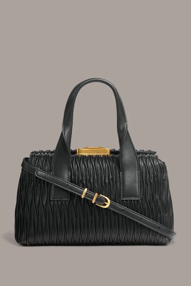 Women Crossbody Bags And Satchels Donna Karan AMAGANSETT SATCHEL BAG Black