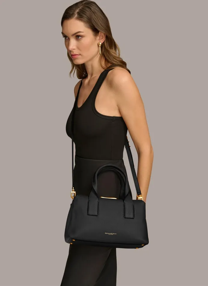 Women Crossbody Bags And Satchels Donna Karan AMAGANSETT SATCHEL BAG Black