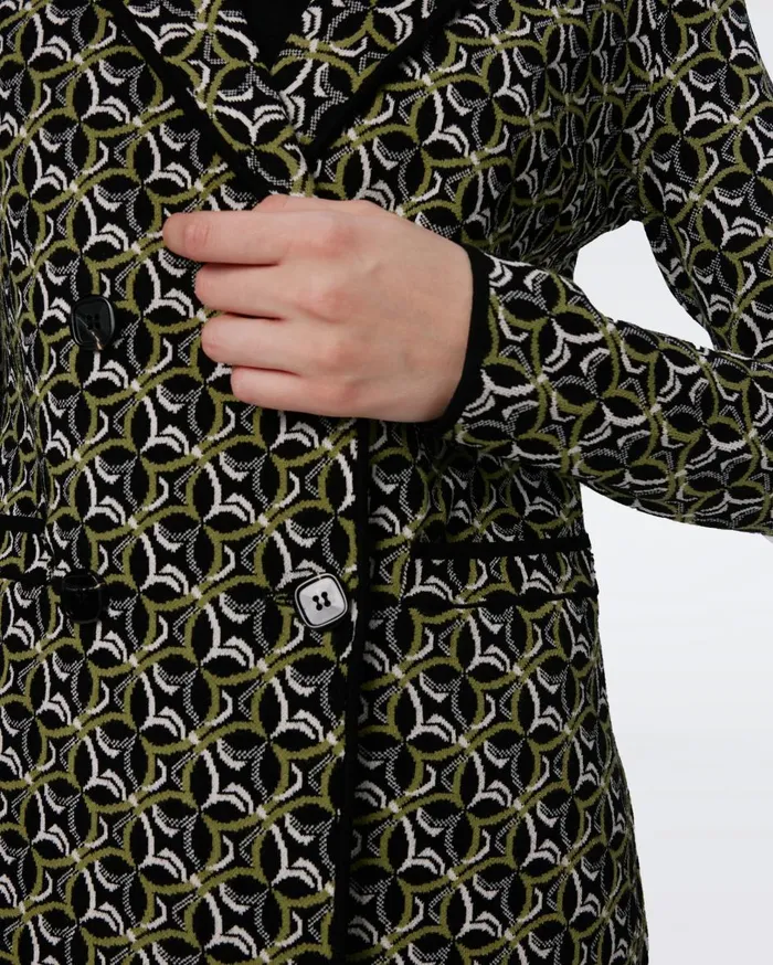 Women Dion Knit Jacquard Jacket Tiny Gig Tile Green DVF Sweaters and Knits