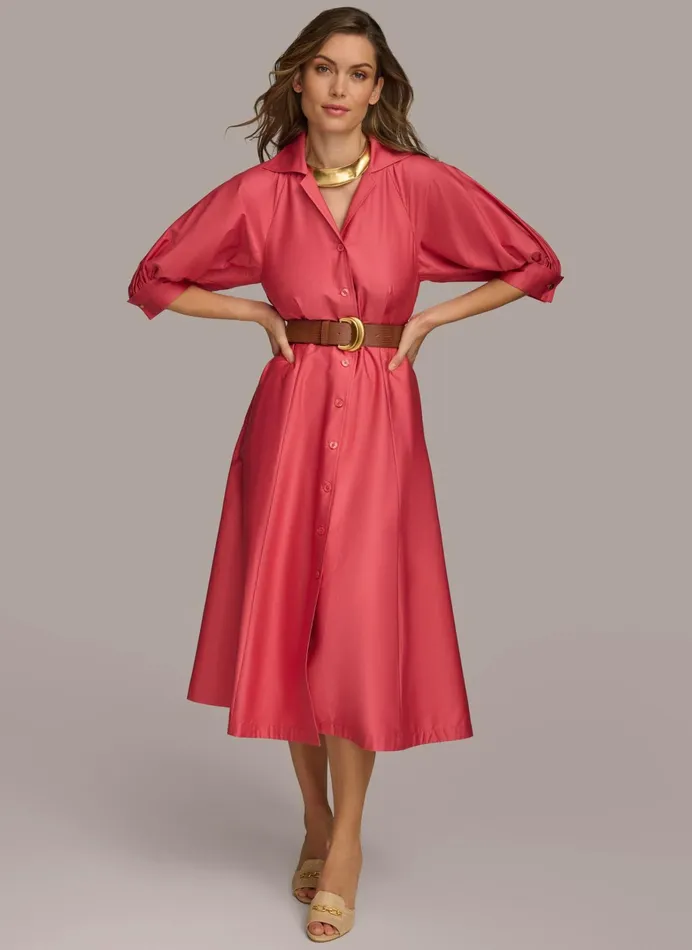 Women Dresses And Jumpsuits Donna Karan COTTON SHIRT DRESS Rose Quartz