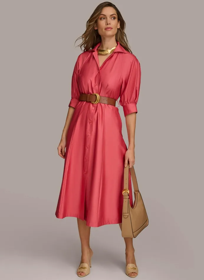 Women Dresses And Jumpsuits Donna Karan COTTON SHIRT DRESS Rose Quartz