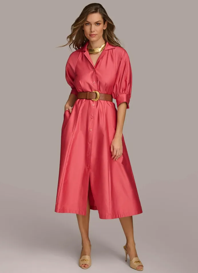 Women Dresses And Jumpsuits Donna Karan COTTON SHIRT DRESS Rose Quartz