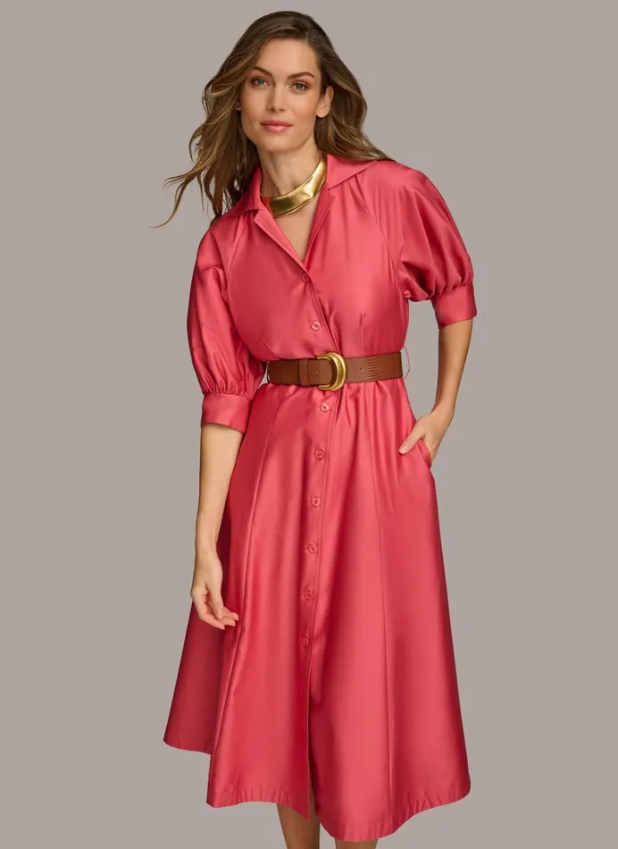 Women Dresses And Jumpsuits Donna Karan COTTON SHIRT DRESS Rose Quartz