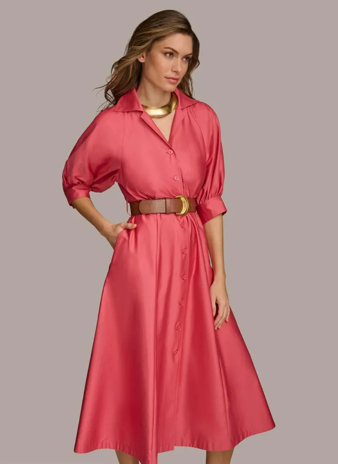 Women Dresses And Jumpsuits Donna Karan COTTON SHIRT DRESS Rose Quartz
