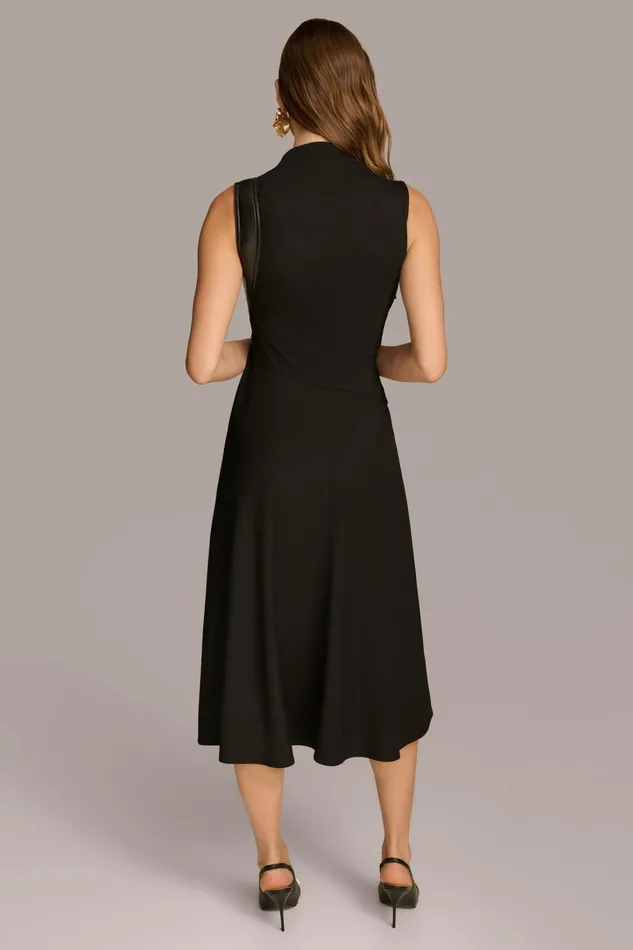 Women Dresses And Jumpsuits Donna Karan MOCK NECK A LINE MIDI DRESS Black