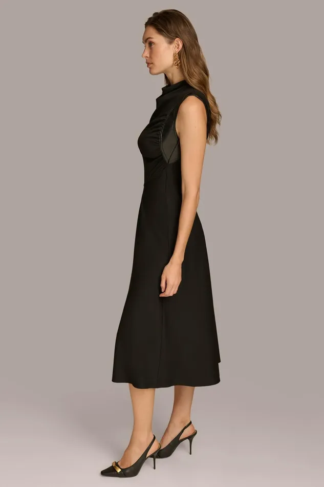 Women Dresses And Jumpsuits Donna Karan MOCK NECK A LINE MIDI DRESS Black