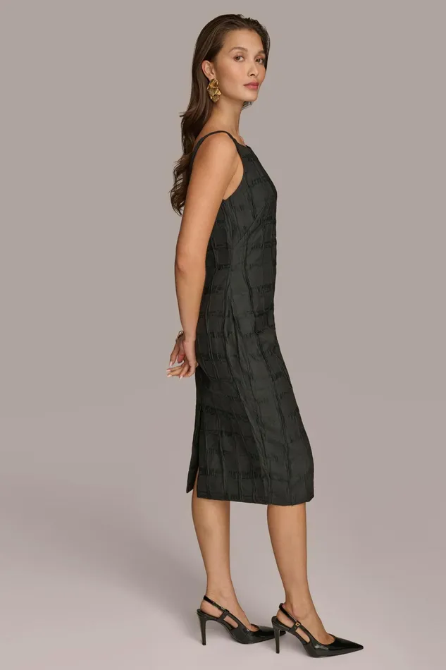 Women Dresses And Jumpsuits Donna Karan PLAID JACQUARD MIDI SHEATH DRESS Black
